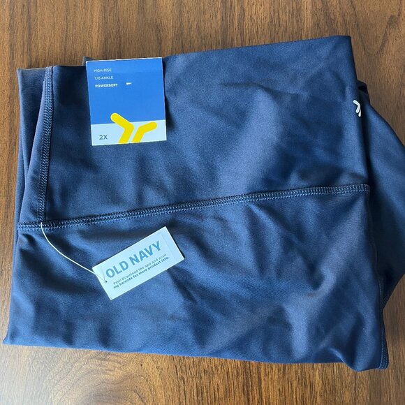 NWT 2X Women’s Old Navy Powersoft Leggings NAVY 7/8 Ankle Length - Picture 1 of 11